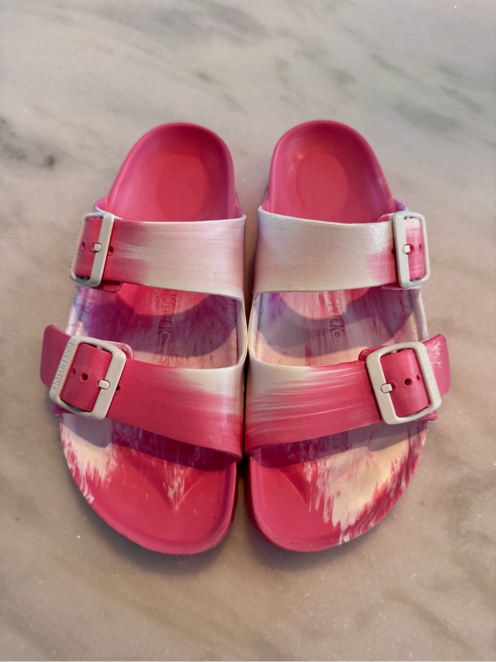 Birkenstock Arizona EVA Pink White Tie Dye Sandals Size 39 US 8-8.5
